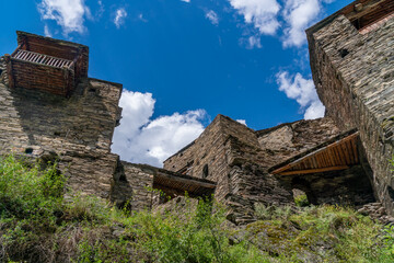 Wall Mural - Old Fortress in mountain village Shatili, ruins of medieval castle