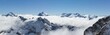 View over the swiss Alps in the winter from Mount Titlis near Engelberg
