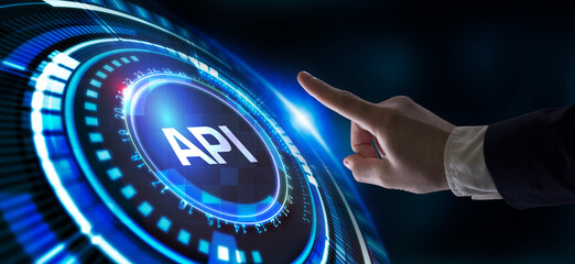 API - Application Programming Interface. Software development tool. Business, modern technology, internet and networking concept.