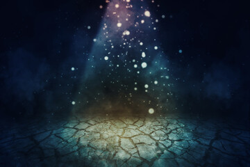 Wall Mural - Christmas light shining down on dried soil at night