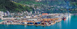 Wellington, New Zealand. The port and sports stadium viewed on a perfect summer's day from Mount Victoria.