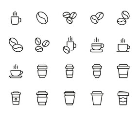 Wall Mural - Set of coffee related vector line icons.