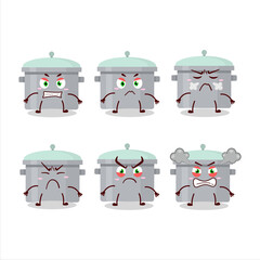 Sticker - Aluminium grey pan cartoon character with various angry expressions