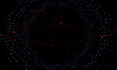 Wall Mural - Abstract polka dot particle ring background.