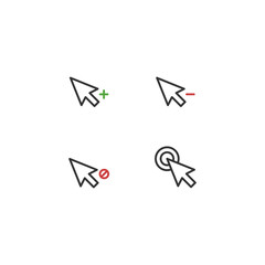 Wall Mural - Computer mouse click cursor gray outline arrow icons set. Vector illustration.