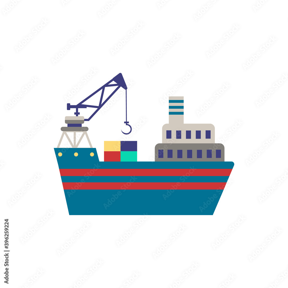 Crane Barge icon. Simple element from port collection. Creative Crane ...