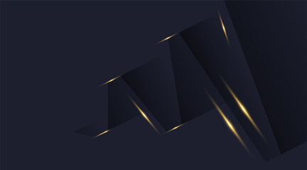 Wall Mural - vector graphic design background, modern abstract blue black, dark shadows and shiny gold shimmer