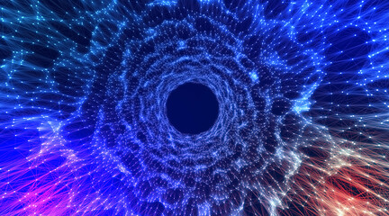 Wall Mural - abstract background imitating tunnel of points and lines