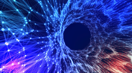 Wall Mural - abstract background imitating tunnel of points and lines