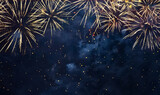 Fototapeta  - Beautiful Blue Holiday background with fireworks