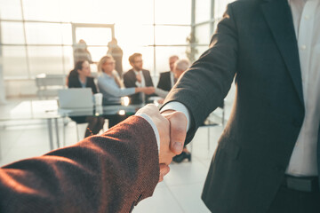 Wall Mural - close up. strong handshake of business people