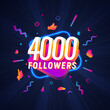 4000 followers celebration in social media vector web banner on dark background. Four thousand follows 3d Isolated design elements