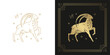 Zodiac capricorn horoscope sign line art silhouette design vector illustration