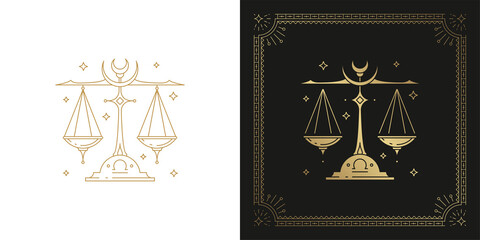 zodiac libra horoscope sign line art silhouette design vector illustration