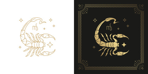 Wall Mural - zodiac scorpio horoscope sign line art silhouette design vector illustration