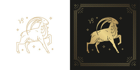 Wall Mural - zodiac capricorn horoscope sign line art silhouette design vector illustration