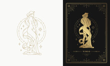 Zodiac Virgo Girl Character Horoscope Sign Line Art Silhouette Design Vector Illustration