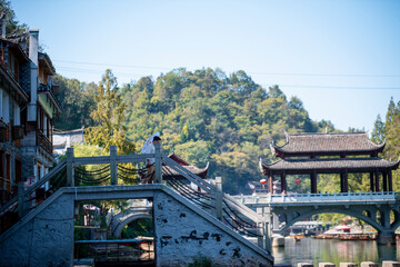 Street view local visitor and tourist atFenghuang old town Phoenix ancient town or Fenghuang County is a county of Hunan Province, China