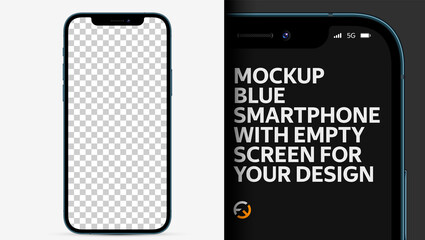 Wall Mural - mockup. realistic smartphone blue color with empty screen for your design. high detail image in smal