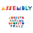 Assembly colorful gradient overlapping transparent shapes font;