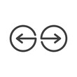 Símbolos anterior y siguiente. Logotipo con flechas en círculos en color gris