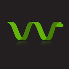 another letter W logo concept with blue element icon and template