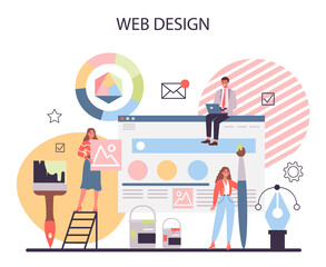 Web design concept. Presenting content on web pages.