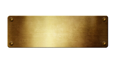 Wall Mural - Gold metal plate with rivets on white background 3D illustration 