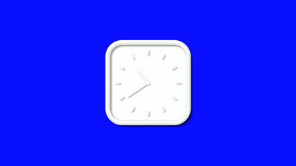 Poster - White color 12 hours counting down 3d wall clock isolated on blue background, 3d wall clock