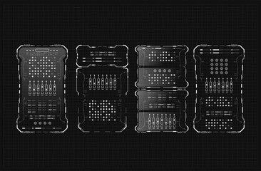 Futuristic Vector HUD Interface Screen Design. set of HUD infographic panels. Head-up display banners for the web and app. Futuristic layout. Virtual graphic.