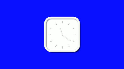 Wall Mural - White color 12 hours counting down 3d wall clock isolated on blue background, 3d wall clock