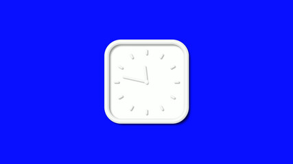 Poster - White color 12 hours counting down 3d wall clock isolated on blue background, 3d wall clock