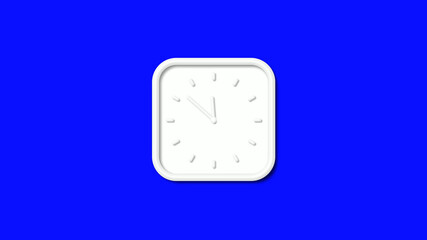 Poster - White color 12 hours counting down 3d wall clock isolated on blue background, 3d wall clock