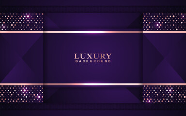 Wall Mural - luxury geometric background design purple gold element decoration. elegant paper art shape vector la