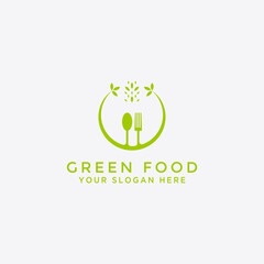 Wall Mural - Green food nature Logo design - Vector