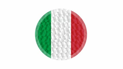 Wall Mural - Round badge or button Italy low poly flag with lightening on the edge animated video