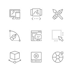 Set line icons of web design