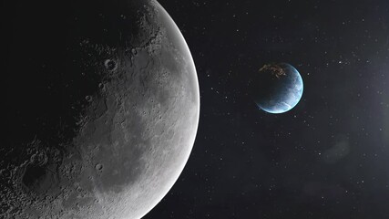 Wall Mural - Realistic moon in front of planet Earth