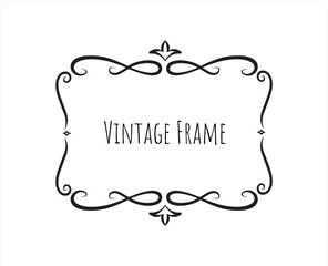 Wall Mural - hand drawn decorative frame, border, label template calligraphic design element. isolated vintage ve