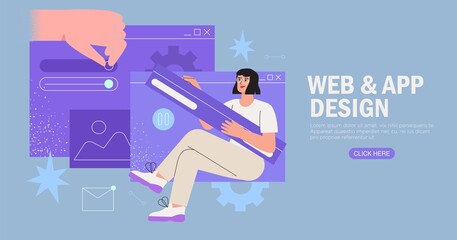 Wall Mural - designers working on website or application, ui ux design and programming. creative team doing resea