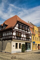 Fototapete - delitzsch, deutschland - historisches fachwerkhaus in der altstadt