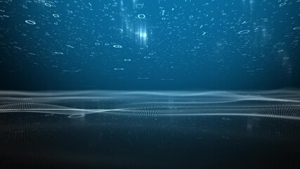 Artistic computer network binary numbers with digital abstract waves motion background. Concept technology.