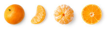 Fresh Ripe Whole And Sliced Mandarin, Tangerine Or Clementine