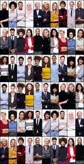 Wall Mural - Group of 30 beautiful people in front of a white background