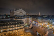 Paris, France - 11 30 2020: Boulevard Haussmann. Panoramic view of Paris from the roofs of Galleries Lafayette Haussmann