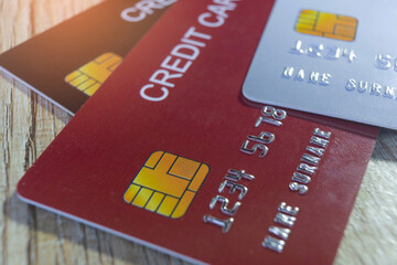 Closeup credit card payment online