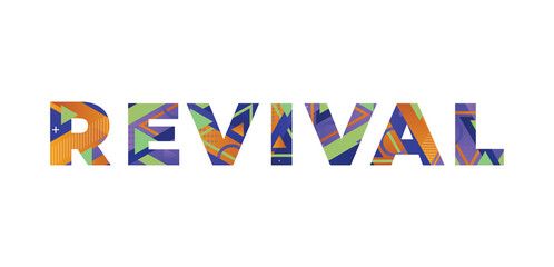 Sticker - Revival Concept Retro Colorful Word Art Illustration