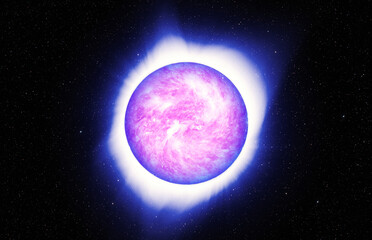 Wall Mural - bright sun against dark starry sky in solar system, elements of this image furnished by nasa