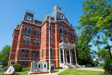 Peabody City Hall at 24 Lowell Street in downtown Peabody, Massachusetts MA, USA. 