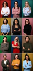 Wall Mural - Group of 6 beautiful commercial women smiling 